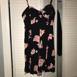 floral, above the knee dress with half open back